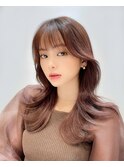 ２０代３０代４０代韓国ヘアチェリーブラウン小顔くびれヘア