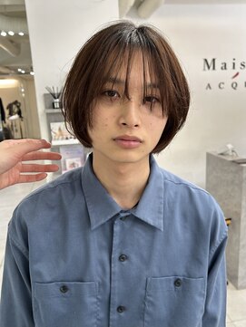 メゾンアクア 表参道(Maison ACQUA) =メンズボブ/ダークアッシュ/ニュアンスパーマ／メンズウルフ