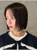 ボブ　黒髪ボブ　ミニボブ　切りっぱなしボブ