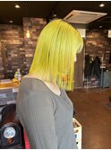 イエロー/黄色/個性的/切りっぱなしボブ