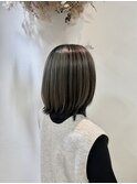 【レイヤーボブ】グレージュデザインカラー