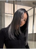 ダークシルバーブルーシルバーダブルカラーレイヤーカット暗髪