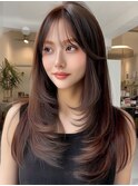 艶々ラベンダーベージュ 韓国風 暗髪