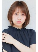 ☆30代40代50代大人かわいいテラコッタフェザーバング艶髪ボブ