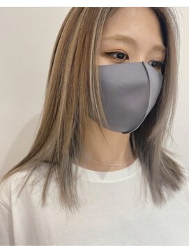 アンス 大阪梅田(ANs.) セミロングインナーカラー/アッシュベージュ/イヤリングカラー