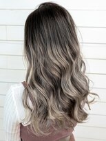 オーブ ヘアー レイ 沖縄北谷店(AUBE HAIR ray)&nbsp;【AUBE HAIR】ネイビーグラデーション_フリンジロングウェーブ