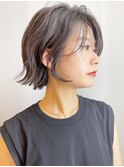 【morio 原宿】前髪なしボブ外ハネパーマ切りっぱなし宮本