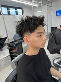 ツイストパーマ　メンズ　名古屋　眉毛　短髪　夏髪
