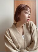 ボブ ロブ 顔周りカット 前髪カット オレンジブラウン