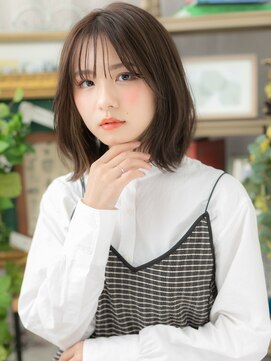 カバーヘア ブリス 川口(COVER HAIR bliss) グレーベージュシースルーバング韓国風ロブc5川口20代30代40代