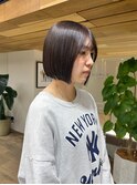 ぱつっとボブブリーチなしグレージュミニボブ