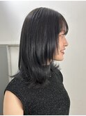 暗髪　渋谷　レイヤー　顔まわりカット　前髪カット