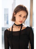 横浜西口/グレーヘアー メテオストレート ひし形レイヤーボブ
