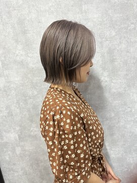 シールドヘアー 沖縄 新都心(C'LD Hair) 【 C’LD 】切りっぱなしボブ/ミルクティーグレージュ/小顔ボブ