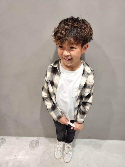 キッズ男の子カット×波巻きパーマ