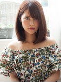 エアリーワンカールパーマ姫カットシアーカラーピンクセミディ