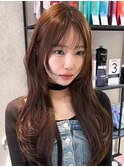 韓国風顔周り小顔レイヤーカット/黒髪地毛風カラー/池袋