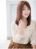 博多/髪質改善/斜めバング☆ベージュピンク☆美髪ストレートd