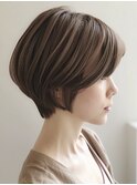 ☆ダークパープルナチュラルショートミルクブラウン髪質改善ボブ