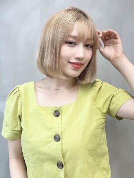 ソース ヘア アトリエ 京橋(Source hair atelier) ダブルカラー♪内巻きハイトーンボブ