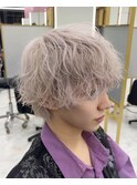 ホワイトカラー/マッシュウルフ/波巻きパーマ/10代/20代/原宿