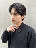センターパート曲がる縮毛矯正フェザーパーマ銀座一丁目
