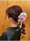 ヘアセットロープアレンジポニー大人可愛い成人式/和装