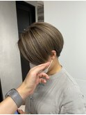 くびれショートボブ40代50代グレイカラー白髪染め白髪ぼかし