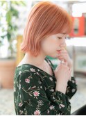 ★アプリコットオレンジ小顔切りっぱなしボブウルフ10代20代★1