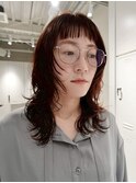 天神顔周りレイヤーカットレディースパーマウルフカット