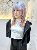 ルーツカラー×ホワイトピンク×水色