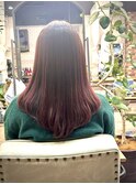 前上がりレイヤーふんわりワンカール　ピンクブラウン