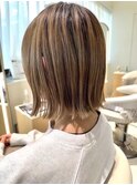 くびれボブ◎ミディアムレイヤーヘーゼルブラウン20代~50代