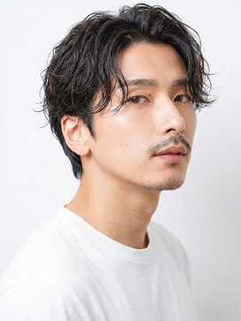 波巻きパーマ/センターパート/ニュアンスパーマ/メンズマッシュ