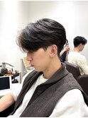 メンズセンターパートウルフセンターパートニュアンスパーマ襟足