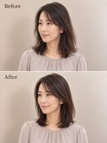 aptas 青山/表参道 白髪染め/白髪ぼかしハイライト/ボリュームアップエクステ&nbsp;40代の大人ストレートミディアム｜表参道・青山