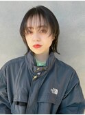 大人可愛い20代30代40代小顔マッシュウルフ×ダークグレージュ