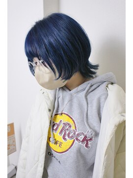ビアージュ(Viage) :ボブウルフ　:マッシュウルフ　:ブリーチ　:ブルー　:青髪