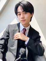 爽やかメンズ☆ビジネスショートマッシュ黒髪透明感カラー