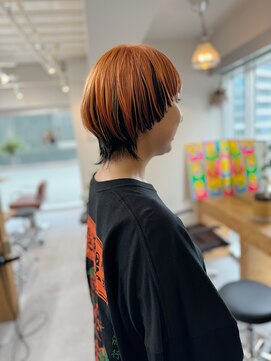 アンドチル 渋谷(AND CHILL) マッシュウルフ/アンブレラカラー/オレンジ　渋谷