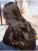 顔周りレイヤーロング韓国ヘアココアベージュ_ba570792