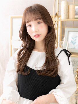 カバーヘア ブリス 志木南口駅前店(COVER HAIR bliss) チョコレートブラウン/ぱっつん前髪/ゆるふわロング/韓国風g