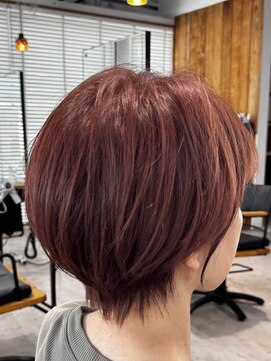 グランデュール 東静岡池田店(GRANDEUR) レイヤーショートボブ韓国丸みウルフカットピンクベージュ