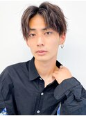 爽やかニュアンスパーマセンターパート清潔感アッシュブラウン