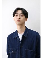 ルーツ 浅草店(roots)&nbsp;メンズセンターパート 毛流れパーマ レイヤーカット20代30代40代