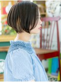 ★ひし形シルエット透け感ラインカラーミニボブ20代30代40代★7