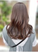 大人可愛い髪質改善カラー透明感モカベージュウェーブロング