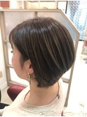 ショートボブ/ハイライト/デザインカラー/アースカラー/30代40代