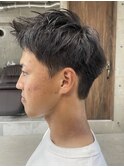 メンズ/アップバング/ツーブロックマッシュ/束感ショート波巻き