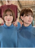 鹿児島大人綺麗な小顔襟足スッキリショートボブ 30代40代50代